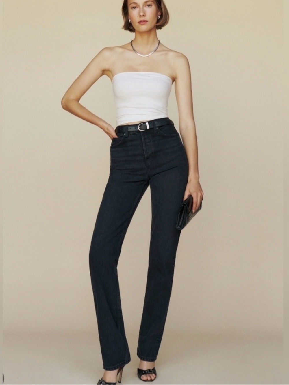 Cynthia high-rise straight long jean